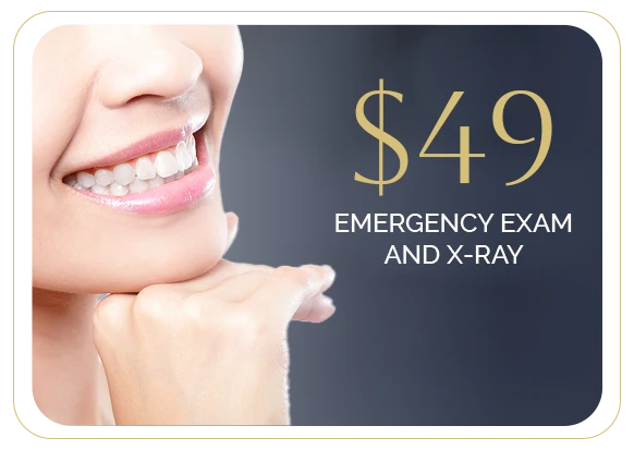 A graphic advertising a special for a $49 Emergency Exam and X-Ray
